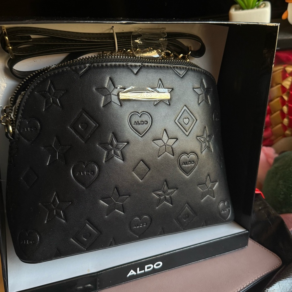 Aldo Black Crossbody Bag with Embossed Design